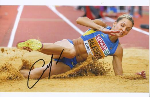 Olha Saladucha  Ukraine  Leichtathletik Autogramm Foto original signiert 