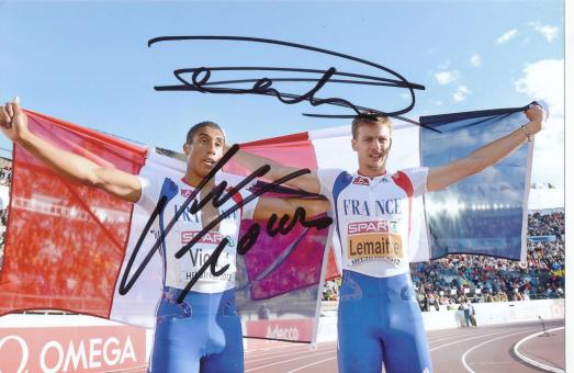 Christophe Lemaitre & Jimmy Vicaut  Frankreich  Leichtathletik Autogramm Foto original signiert 