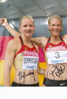 Lilli Schwarzkopf & Jennifer Oeser  Deutschland Leichtathletik Autogramm 13x15 cm Foto original signiert 