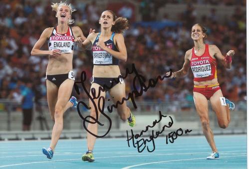 Jennifer Simpson & Hannah England  Leichtathletik Autogramm 13x18 cm Foto original signiert 