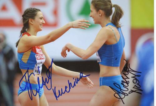 Marija Kutschina & Alessia Trost  Leichtathletik Autogramm 13x18 cm Foto original signiert 