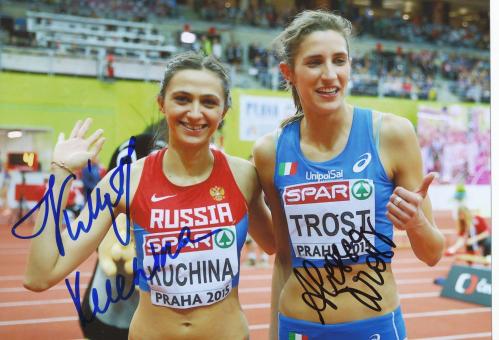 Marija Kuchina & Alessia Trost  Leichtathletik Autogramm 13x18 cm Foto original signiert 