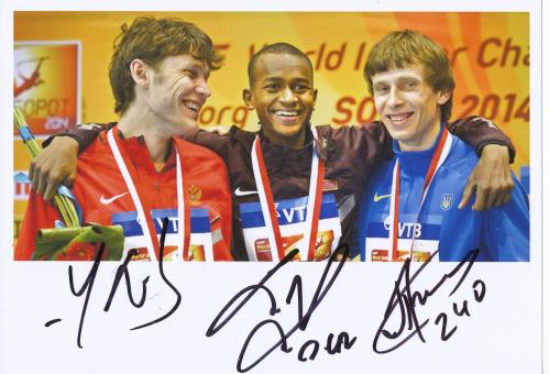 Medaillengewinner  Hochsprung Männer Hallen WM 2014  Leichtathletik Autogramm 13x18 cm Foto original signiert 