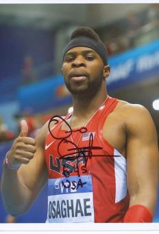 Omo Osaghae  USA  Leichtathletik Autogramm 13x18 cm Foto original signiert 