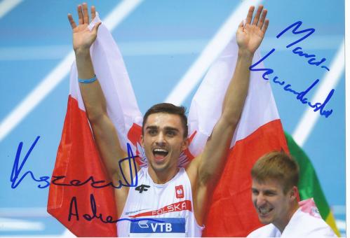 Adam Ksczzot  & Marcin Lewandowski Polen Leichtathletik Autogramm 13x18 cm Foto original signiert 