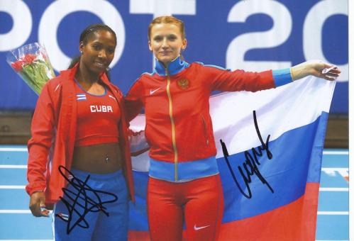 Yarisley Silva & Anschelika Sidorowa   Leichtathletik Autogramm 13x18 cm Foto original signiert 
