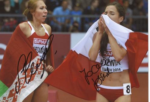 Maryna Arsamassawa & Joanna Jözwik  Leichtathletik Autogramm 13x18 cm Foto original signiert 
