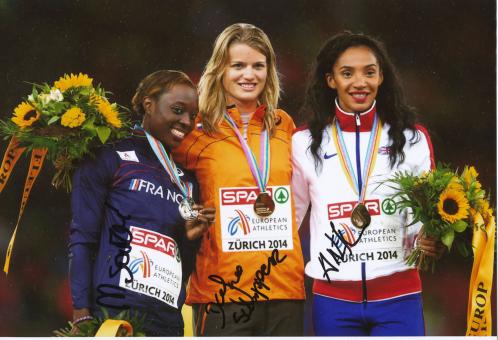 Medaillengewinner 100 m  Frauen EM 2014  Leichtathletik Autogramm 13x18 cm Foto original signiert 