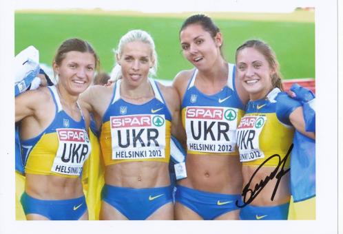 Olha Semljak  Ukraine  Leichtathletik Autogramm 13x18 cm Foto original signiert 