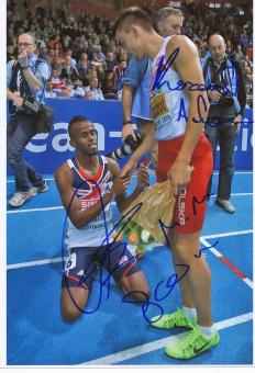 Adam Kszczot & Mukhtar Mohammed  Leichtathletik Autogramm 13x18 cm Foto original signiert 