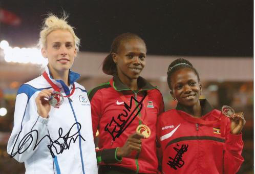 Medaillengewinnerinen 800m  Frauen Commonwealth Games 2014  Leichtathletik Autogramm 13x18 cm Foto original signiert 