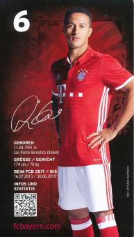 Thiago Alcantara  2016/2017  FC Bayern München Fußball Autogrammkarte Druck signiert 