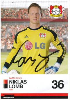Niklas Lomb   2013/2014   Bayer 04 Leverkusen Fußball Autogrammkarte original signiert 