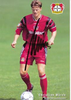 Christian Wörns  1996/1997   Bayer 04 Leverkusen Fußball Autogrammkarte original signiert 