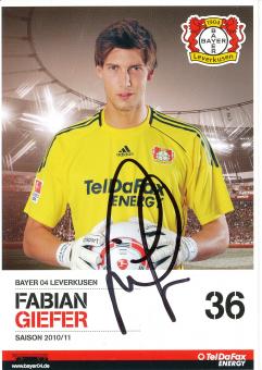 Fabian Giefer  2010/2011   Bayer 04 Leverkusen Fußball Autogrammkarte original signiert 