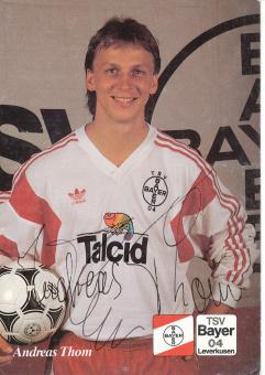 Andreas Thom  25.08.1992  Bayer 04 Leverkusen Fußball Autogrammkarte original signiert 