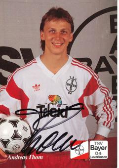 Andreas Thom  1.08.1991  Bayer 04 Leverkusen Fußball Autogrammkarte original signiert 