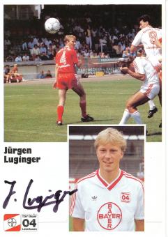 Jürgen Luginger  1.8.1986  Bayer 04 Leverkusen Fußball Autogrammkarte original signiert 