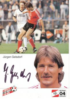 Jürgen Gelsdorf  2.11.1985  Bayer 04 Leverkusen Fußball Autogrammkarte original signiert 