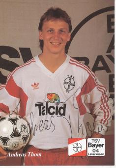 Andreas Thom   25.08.1992  Bayer 04 Leverkusen Fußball Autogrammkarte Druck signiert 