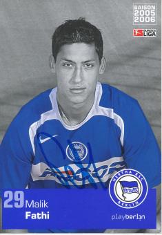 Malik Fathi   2005/2006  Hertha BSC Berlin  Fußball Autogrammkarte original signiert 
