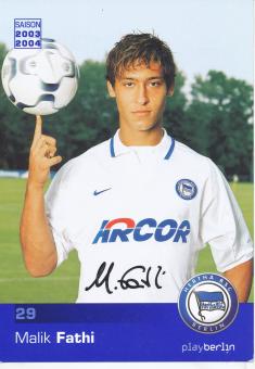 Malik Fathi  2003/2004  Hertha BSC Berlin  Fußball Autogrammkarte original signiert 
