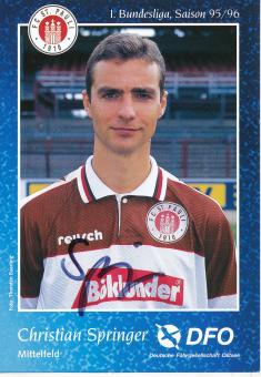 Christian Springer  1995/1996  FC St.Pauli  Fußball Autogrammkarte original signiert 