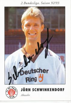 Jörn Schwinkendorf  1992/1993  FC St.Pauli  Fußball Autogrammkarte original signiert 