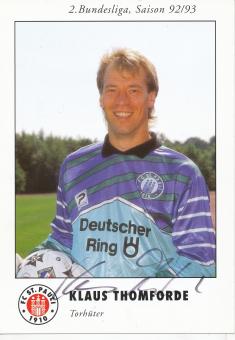 Klaus Thomforde  1992/1993  FC St.Pauli  Fußball Autogrammkarte original signiert 