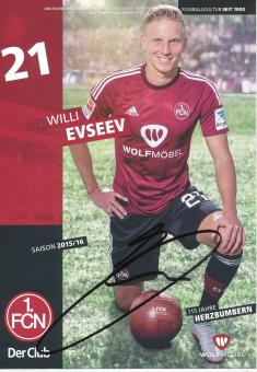 Willi Evseev  2015/2016  FC Nürnberg  Fußball Autogrammkarte original signiert 