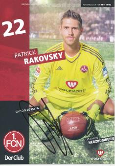 Patrick Rakovsky  2015/2016  FC Nürnberg  Fußball Autogrammkarte original signiert 