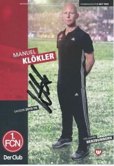 Manuel Klökler  2015/2016  FC Nürnberg  Fußball Autogrammkarte original signiert 