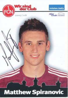 Matthew Spiranovic  2007/2008  FC Nürnberg  Fußball Autogrammkarte original signiert 