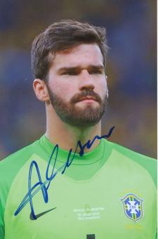 Alisson Becker  Brasilien Fußball Autogramm Foto original signiert 