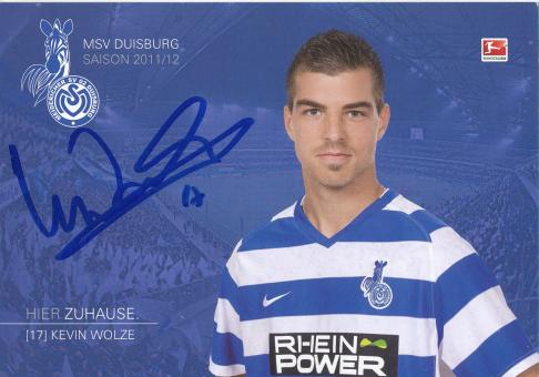 Kevin Wolze  2011/2012  MSV Duisburg  Fußball Autogrammkarte original signiert 