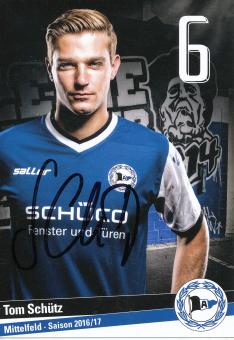 Tom Schütz   2016/2017  Arminia Bielefeld  Fußball Autogrammkarte original signiert 