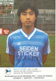Kazuo Ozaki  1984/1985   Arminia Bielefeld  Fußball Autogrammkarte Druck signiert 