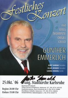 Gunther Emmerlich   Musik  15x21 cm Autogramm Flyer original signiert 