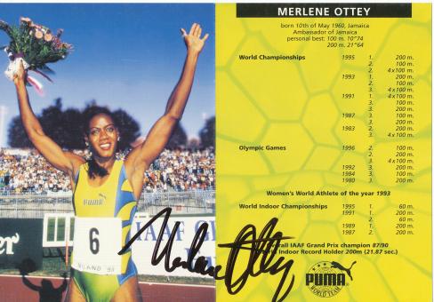Merlene Ottey  Jamaika  Leichtathletik  Autogrammkarte original signiert 