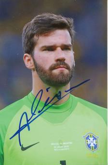 Alisson Becker  Brasilien Fußball Autogramm Foto original signiert 