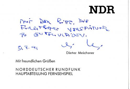 Dieter Meichsner  NDR   TV   Karte original signiert 