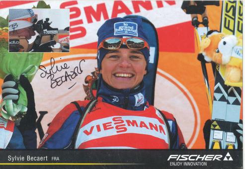 Sylvie Becaert  Frankreich  Biathlon  Autogrammkarte original signiert 