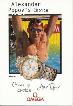 Alexander Popov  Rußland   Schwimmen Autogrammkarte Druck  signiert 