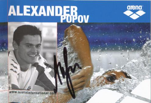Alexander Popov  Rußland  4 x 1.OS   Schwimmen Autogrammkarte original signiert 