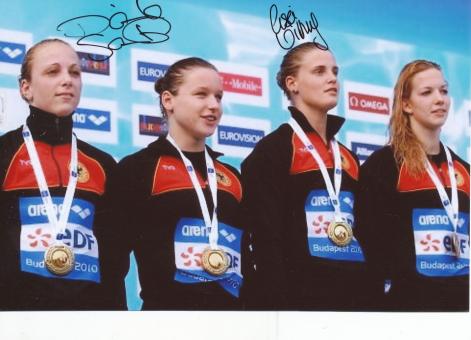 Daniela Samulski & Lisa Vitting   Schwimmen  Autogramm 12x18 cm Foto original signiert 