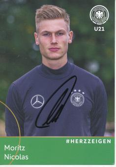 Moritz Nicolas  U21   DFB Nationalteam Fußball Autogrammkarte  original signiert 