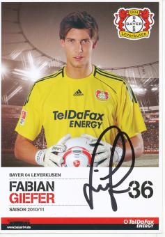 Fabian Giefer  2010/2011  Bayer 04 Leverkusen  Fußball Autogrammkarte original signiert 