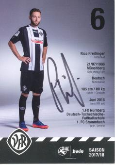 Rico Preißinger  2017/2018  VFR Aalen   Fußball Autogrammkarte original signiert 