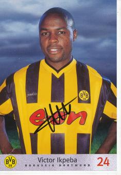 Victor Ikpeba  2000/2001  Borussia Dortmund Fußball Autogrammkarte original signiert 