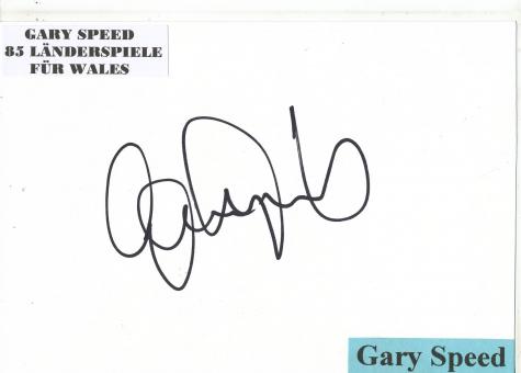 Garry Speed † 2011  Wales  Fußball Autogramm Karte  original signiert 